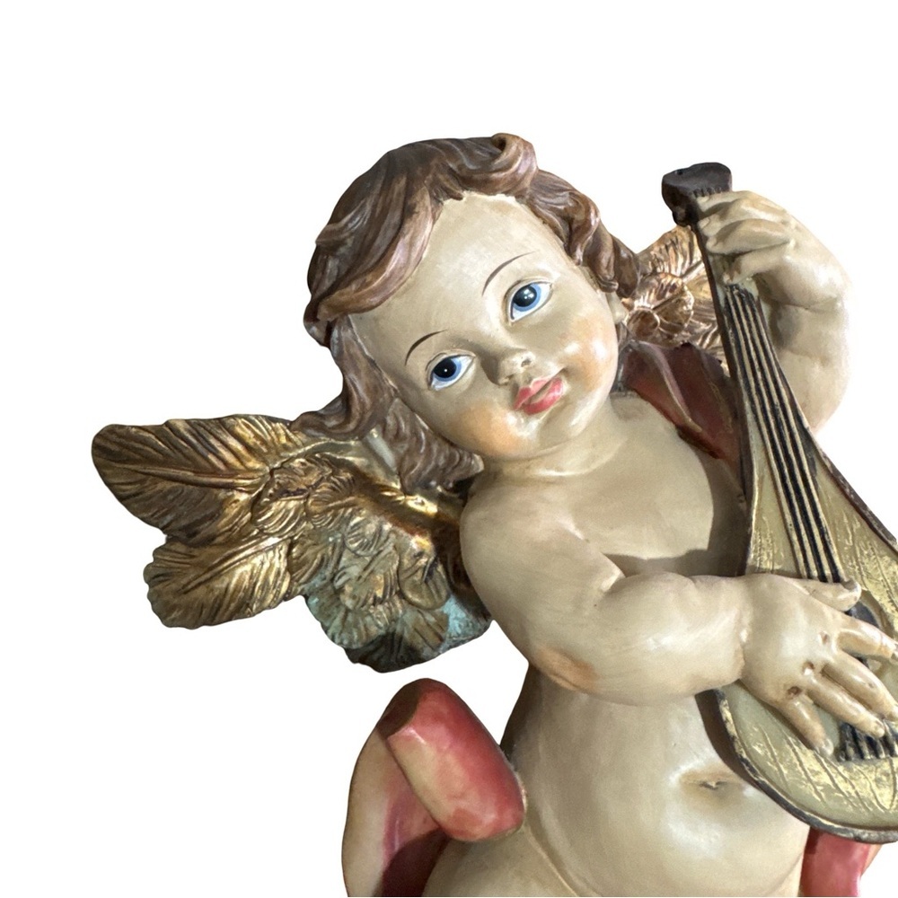 Vintage Cherub Angel Figurine with Mandolin - Picture 2 of 7